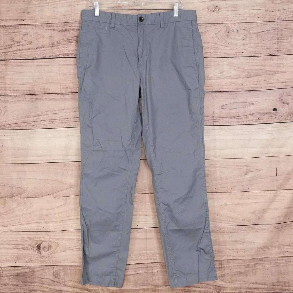 Banana Republic Aiden Chino Pants Mens 33x32 Gray Slim Fit Straight Leg Casual